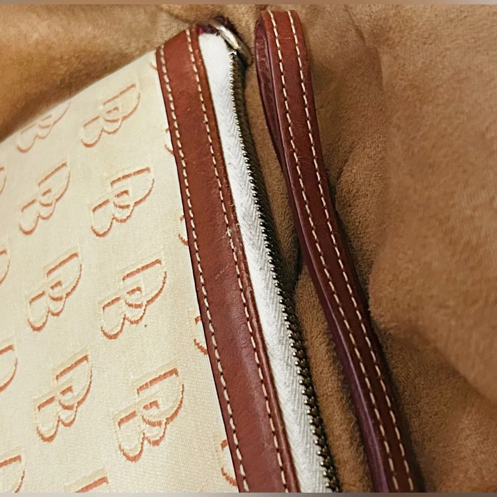 Dooney & Bourke Beige Monogram Wristlet with Brown Trim - Picture 7 of 15